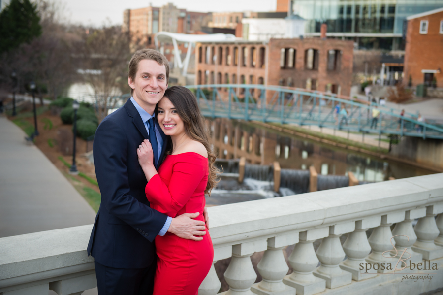 Kylie and John on Main St. bridge in downtown Greenville.