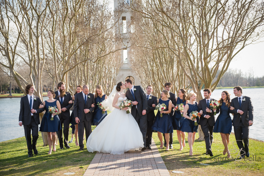 Wedding Party at Furman University Bell Tower.