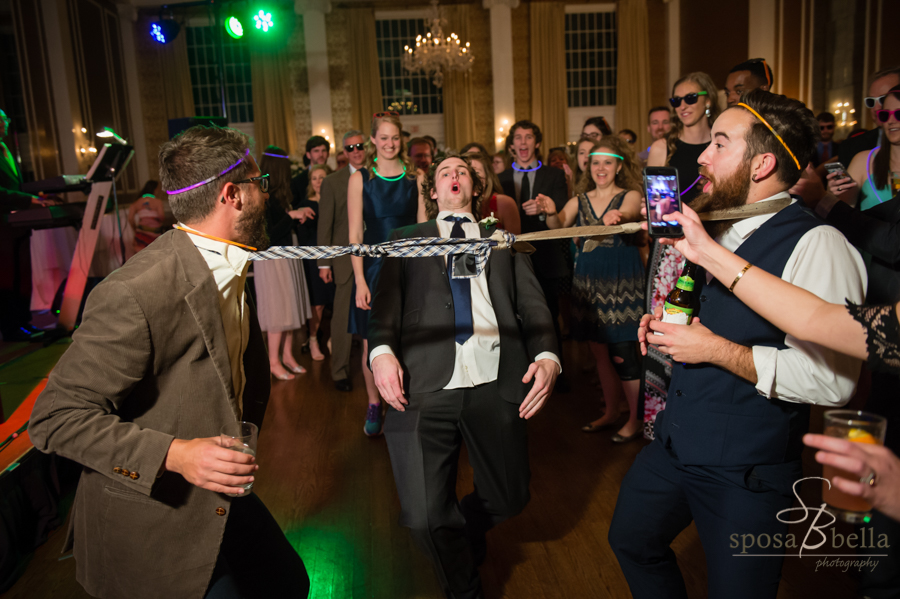 Tie limbo anyone? Fun reception at the Poinsett Club in downtown Greenville.