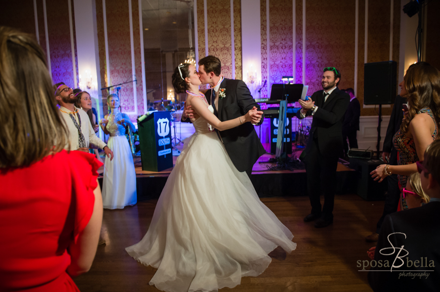 Love this moment with the bride's gown swirling around the happy couple! Congrats Susan and Ben!!