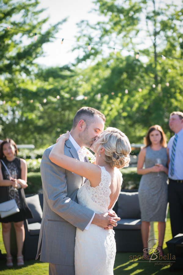 First dance kiss of a bride and groom.