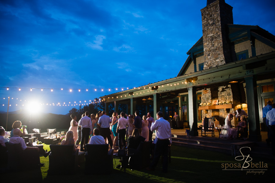 The Orchard House at the Reserve at Lake Keowee wedding reception at dusk.