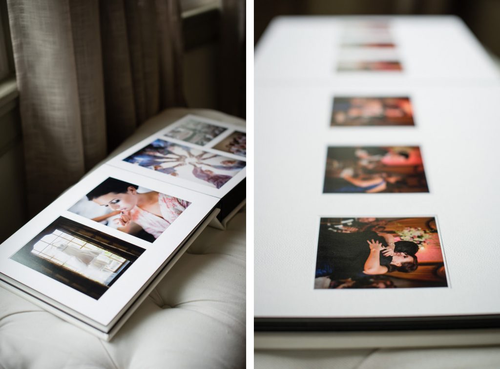 Page layout designs of matted wedding album.