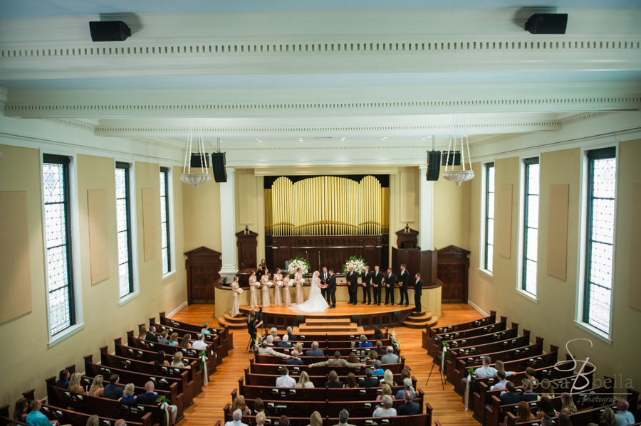 Upstairs shot of ceremony inside of Grace Church Downtown.