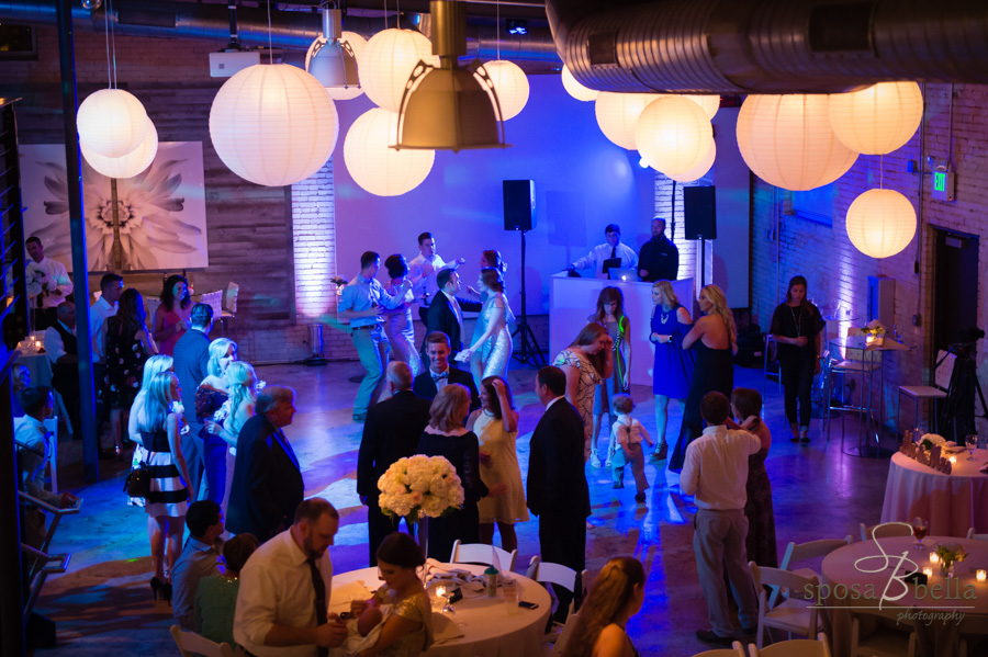 Wedding reception guests dance at Zen Greenville.