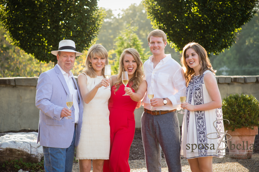 Haley's family joins the happy couple for a celebratory champagne toast at Hotel Domestique. 