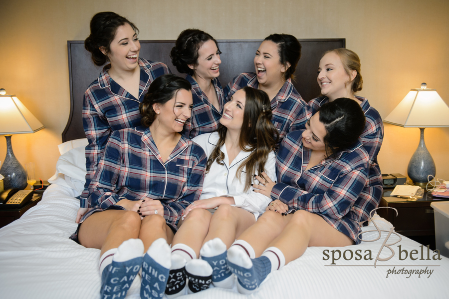 Kylie and her bridesmaids get cozy before the ceremony.