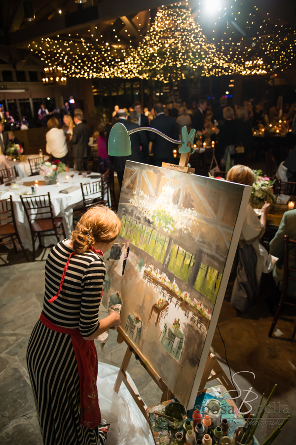 A painter captured the beautifully decorated venue during the reception.