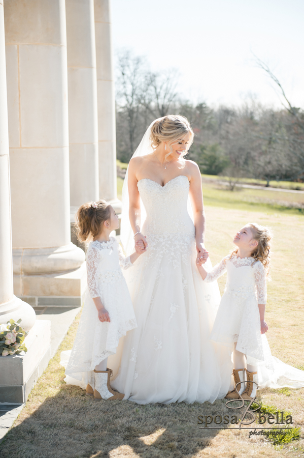 A bride with her flower girls.