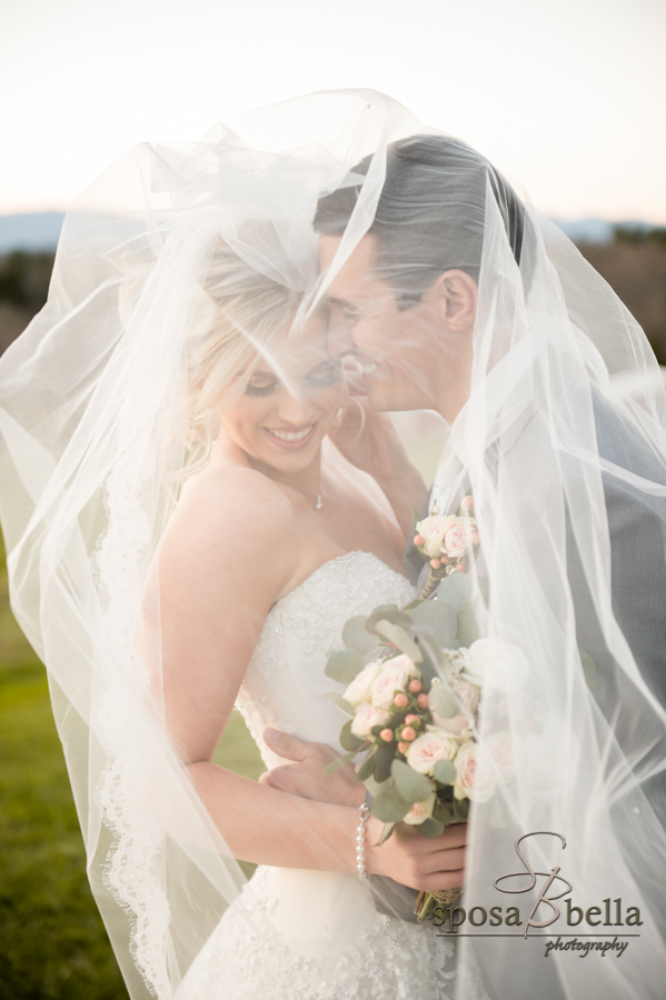 Beautiful outdoor photos of newlyweds at sunset.